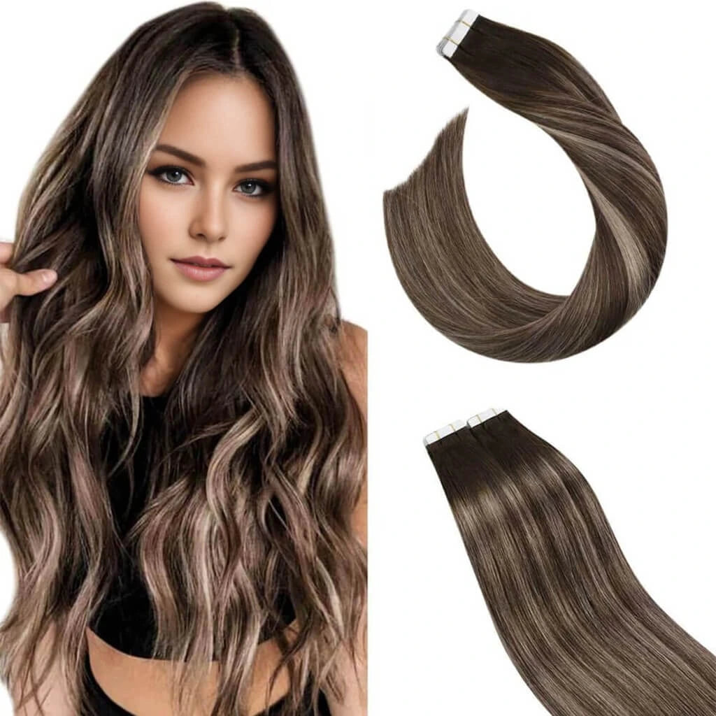 Skin Weft Glue in Hair Extensions Straight Remy Human Hair