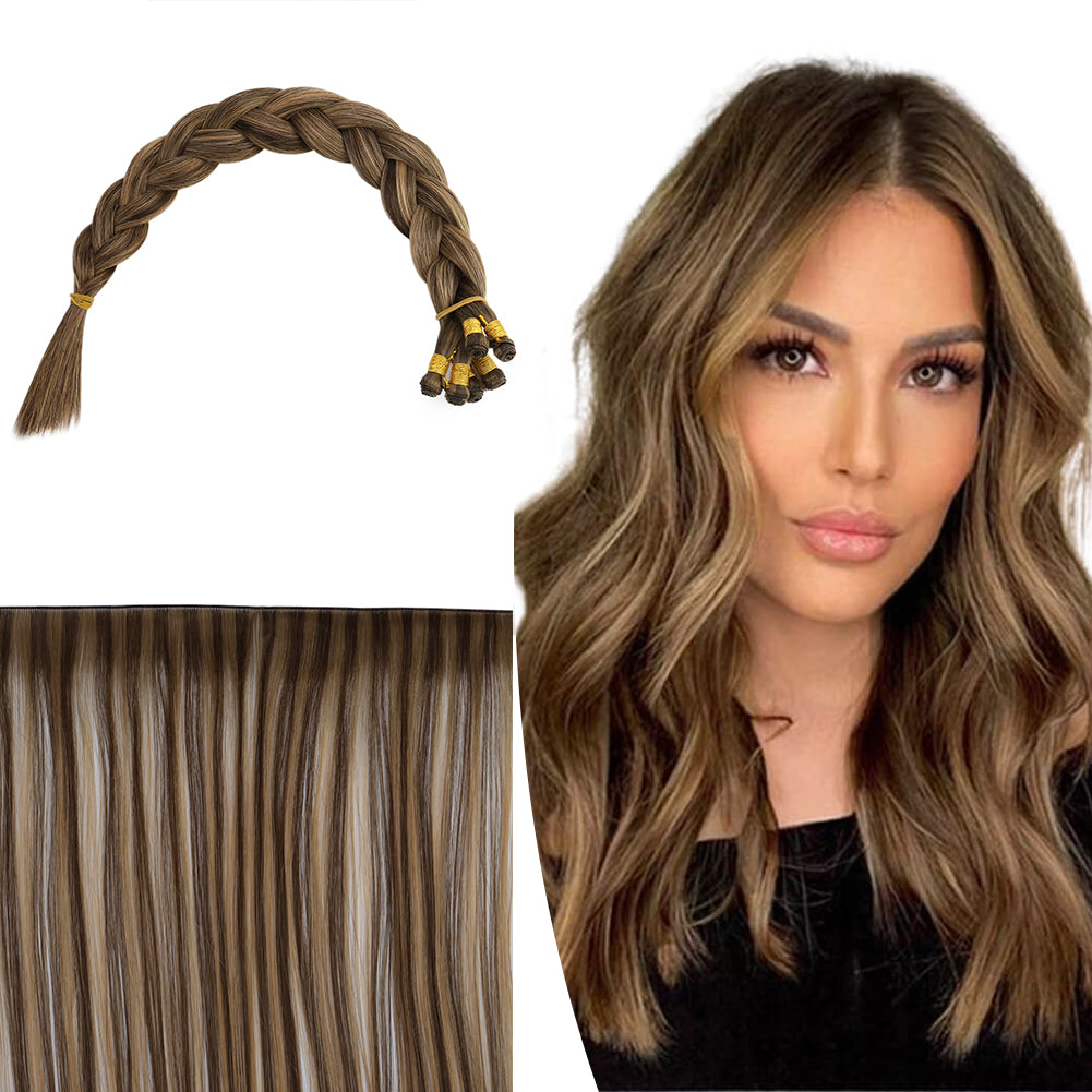 Full Cuticle Virgin Hand-tied Hair Extensions Human Hair Weft Balayage BM