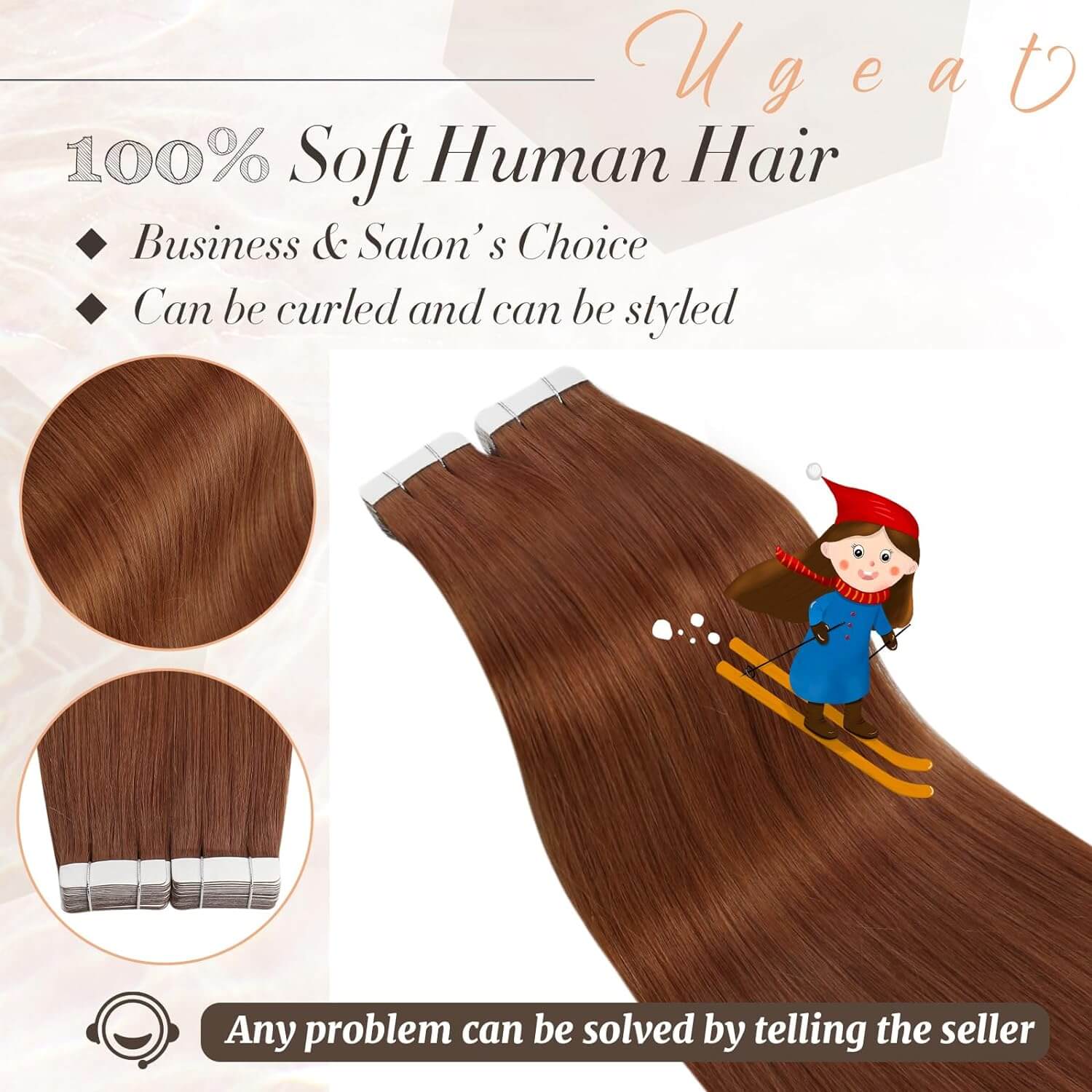 copper color pu weft tape in extensions