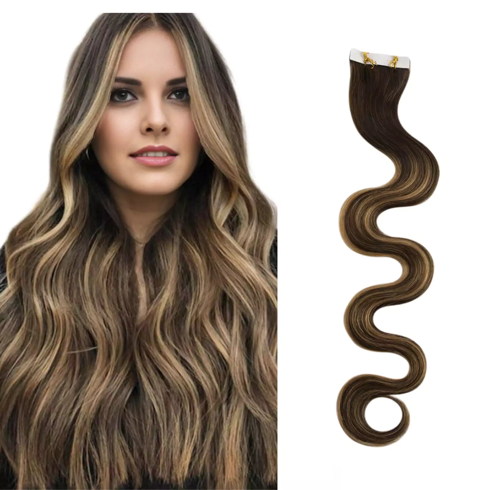 Beach Wavy Virgin Invisible Seamless Injection Tape in Human Hair Extensions BM