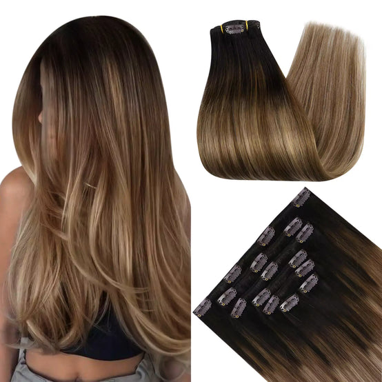 clip in remy extensions balayage color for fine hair