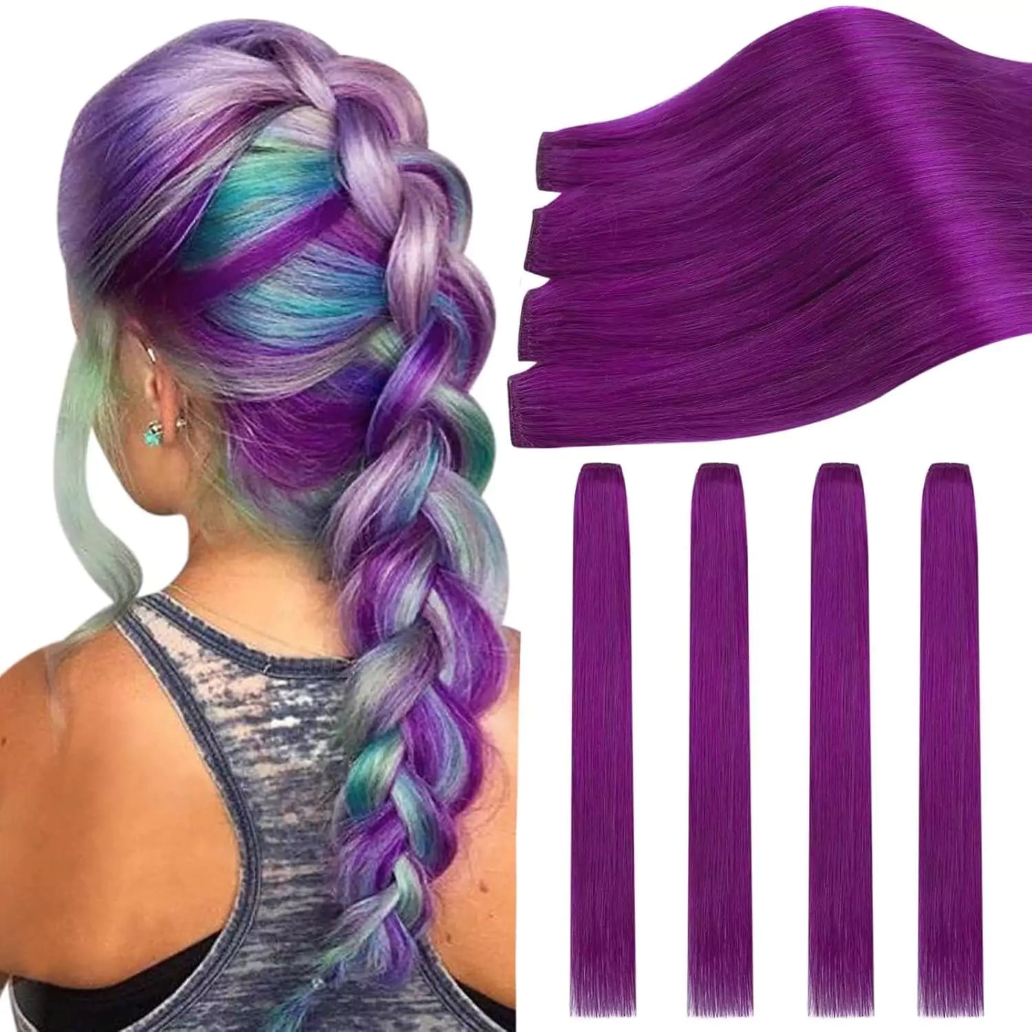 purple color clip in hair extensions