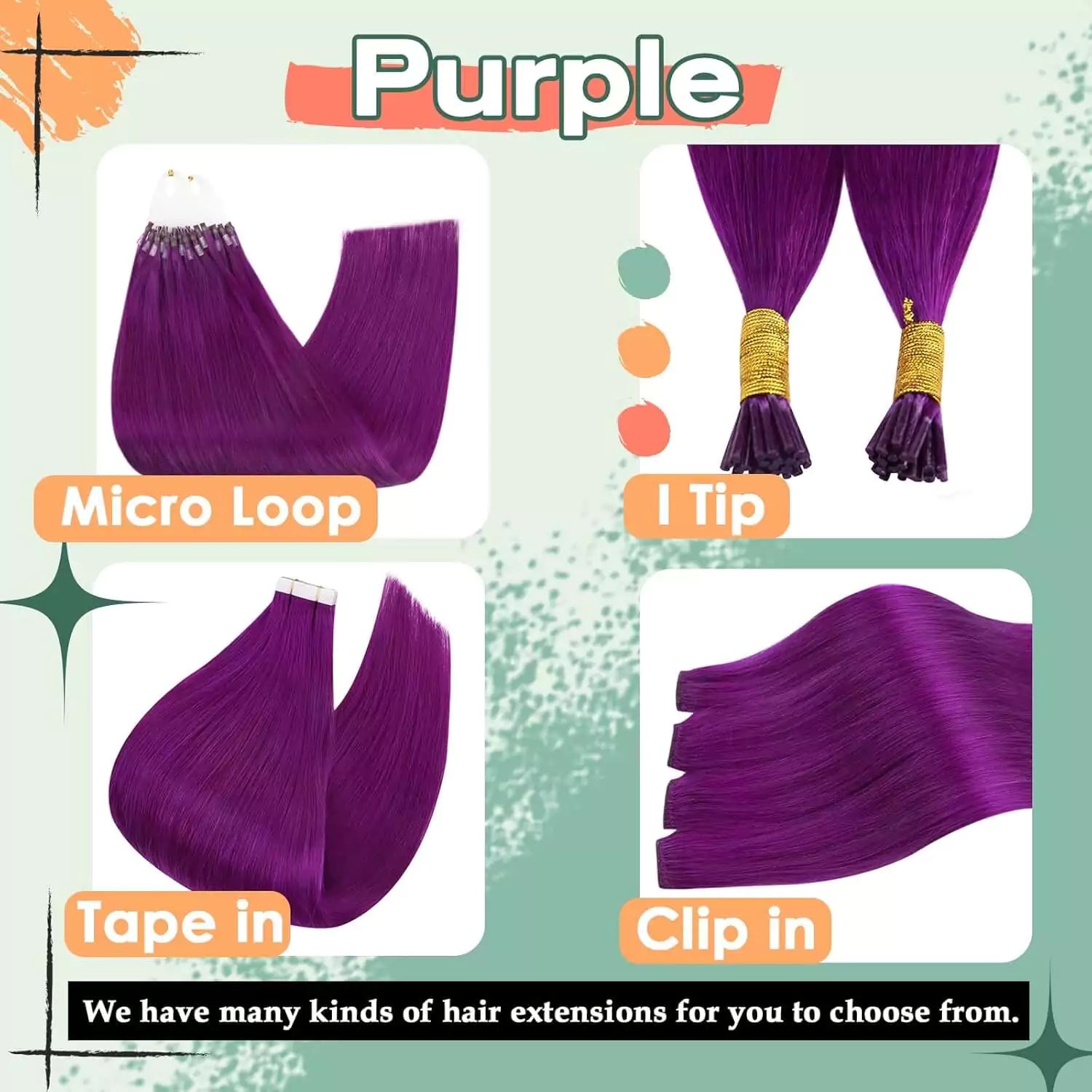 clip in hair extensions for halloween with purple hair