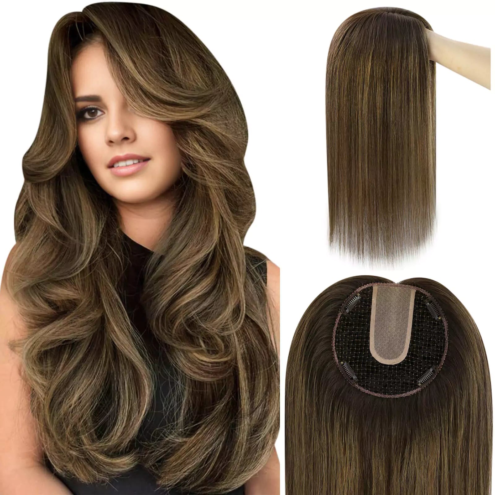 Balayage Brown Color Hair Topper for Women