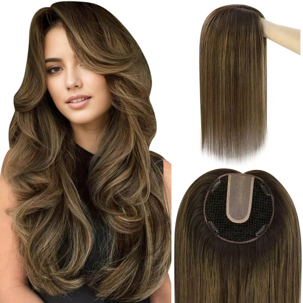 Balayage Brown Color Hair Topper for Women