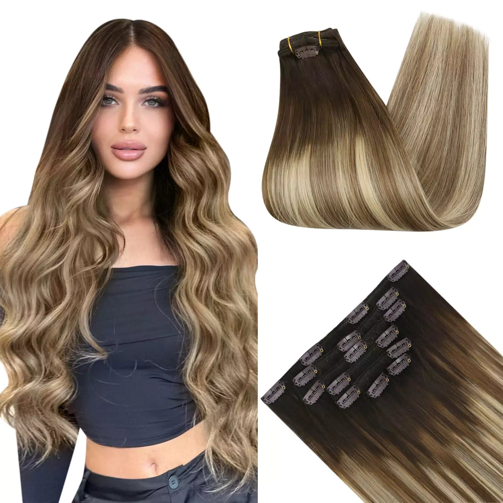 Real Hair Extensions Clip in Human Hair Clip in Hair Extensions