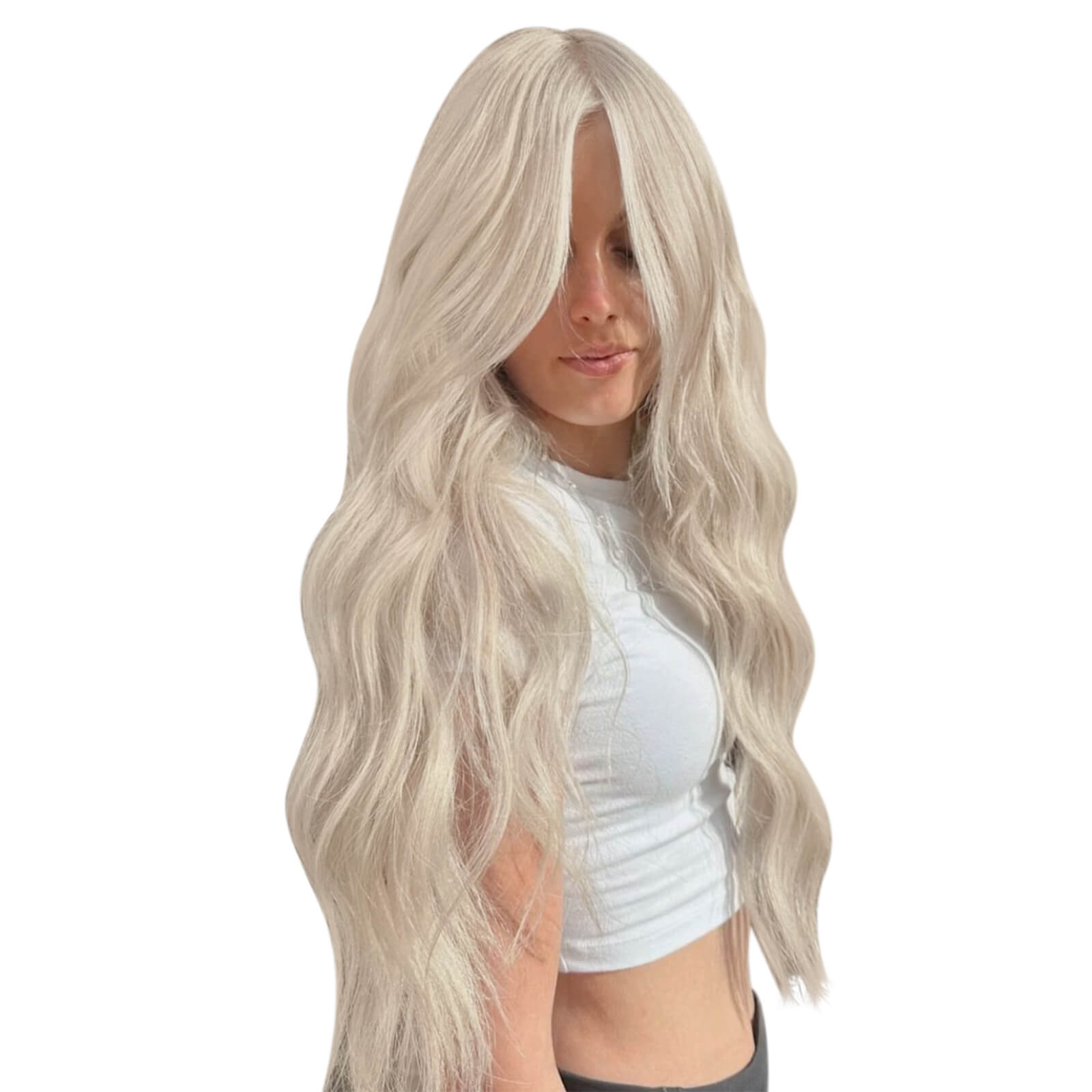 ice blonde injection seamless clip in hair extensions #1000