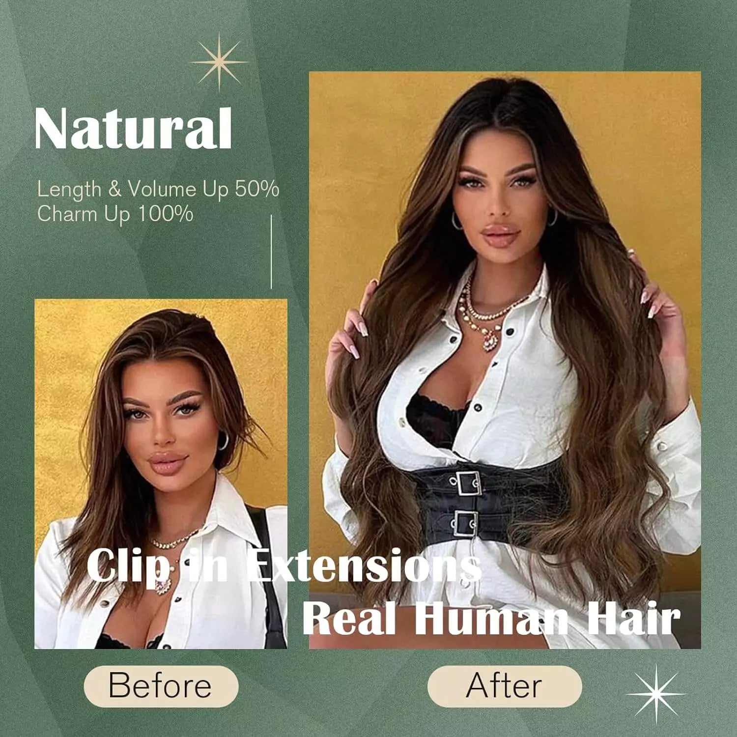 Full Head Extension Clip in Very Easy to Wear Hair