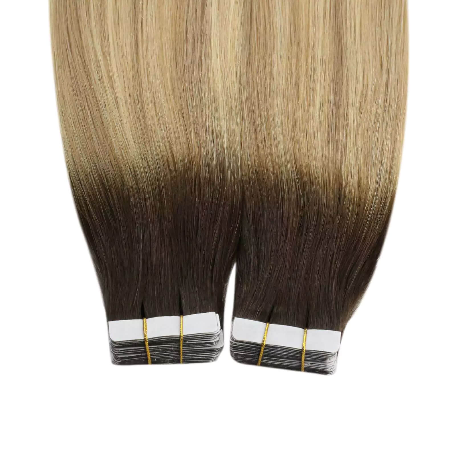 balayage brown blonde tape in hair extensions