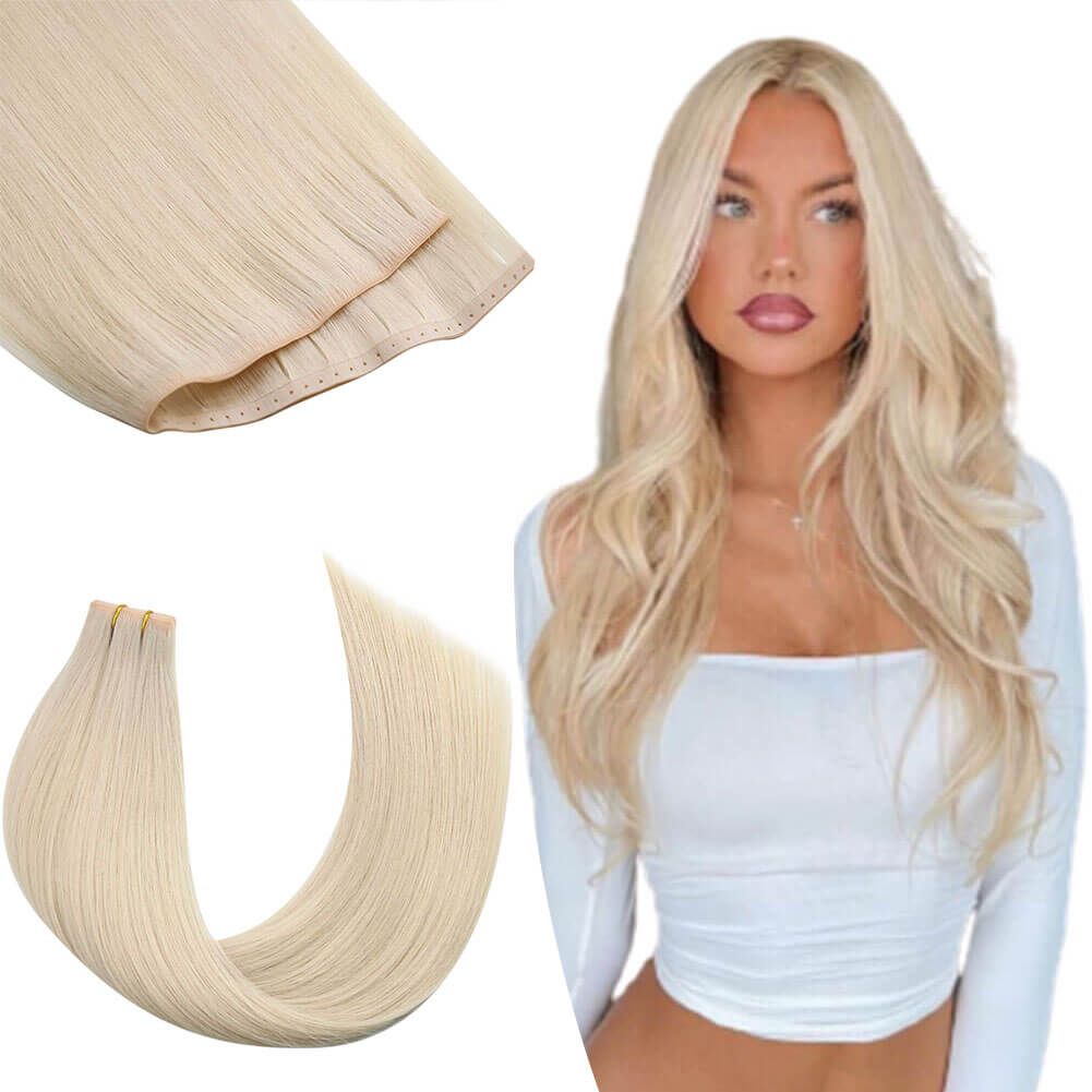 Pu Skin Weft With Holes Of Middle Seamless Human Hair Extensions #1000