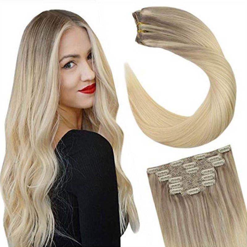 Clip Hair Extensions Balayage Ash Blonde Mix with Two Tones Blonde ...