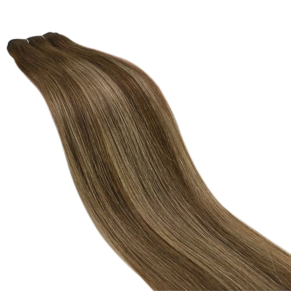 Virgin Weft Hair Extensions Sew in Balayage Color 100% Human Hair #4/27 ...