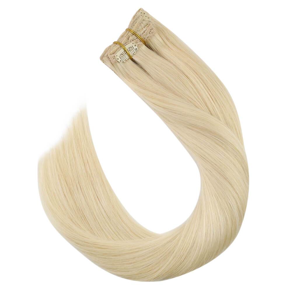 Clip in Hair for Fullness Color Platinum Blonde Extensions #60 ...