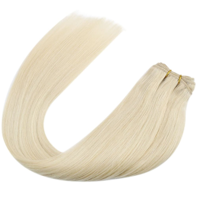 Hair Weave Style Sew in Platinum Blonde Color Remy Human Hair Weft #60 ...